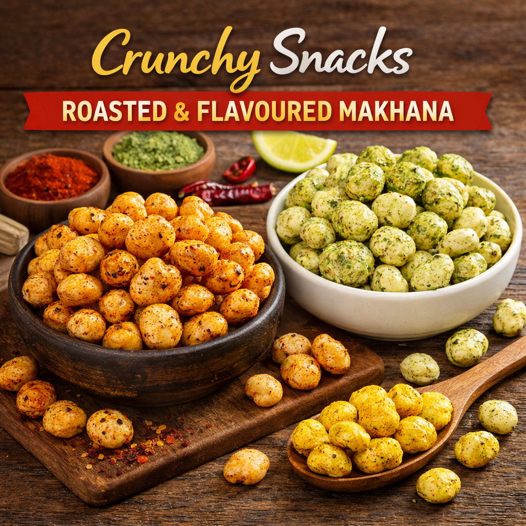 Roasted and flavored makhana snacks